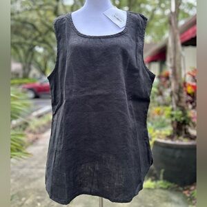 Flax Tank Top Black 100% Linen NWT